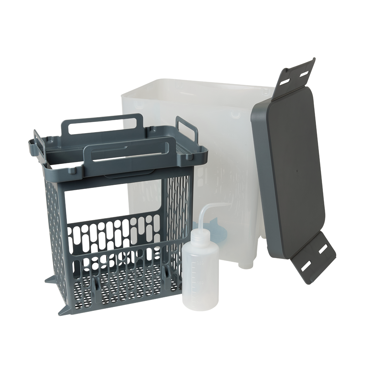 Form Studio Wash+Cure Rinse Bucket with basket, lid and squeeze bottle