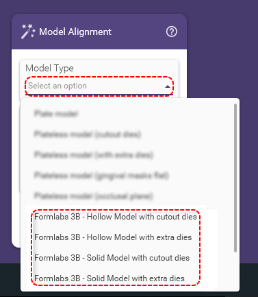 exocad model type dropdown