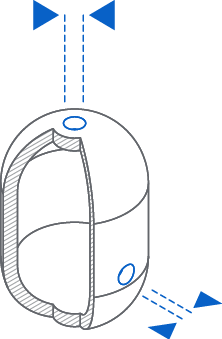 Model showing the minimum recommended drain hole diameter for parts printed on Fuse 1 generation printers