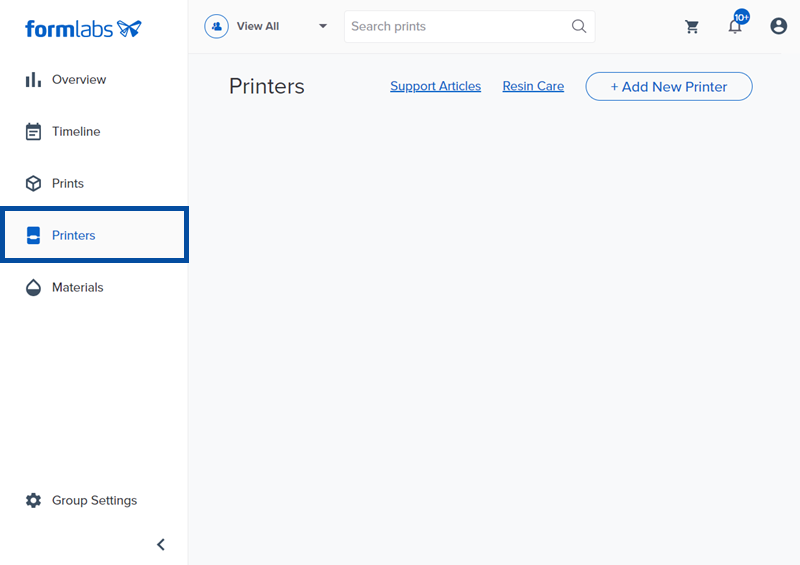 Dashboard 的 Printers 頁面