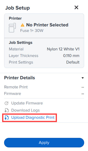 從 PreForm 上傳 Nylon 12 White Powder 老化診斷列印檔