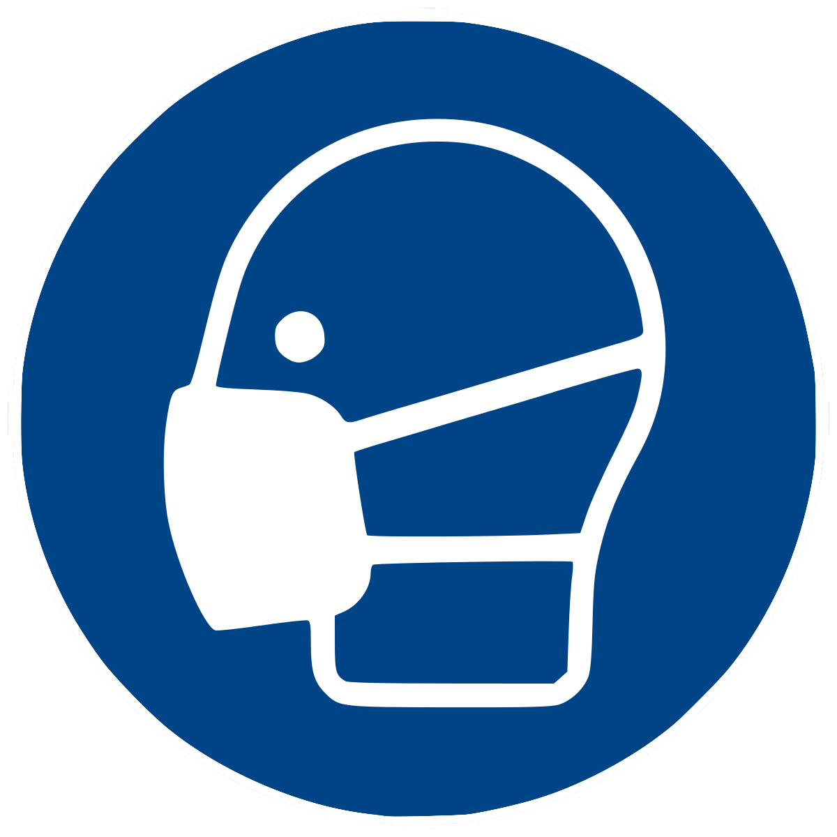 Human head (left-hand profile) wearing a mask