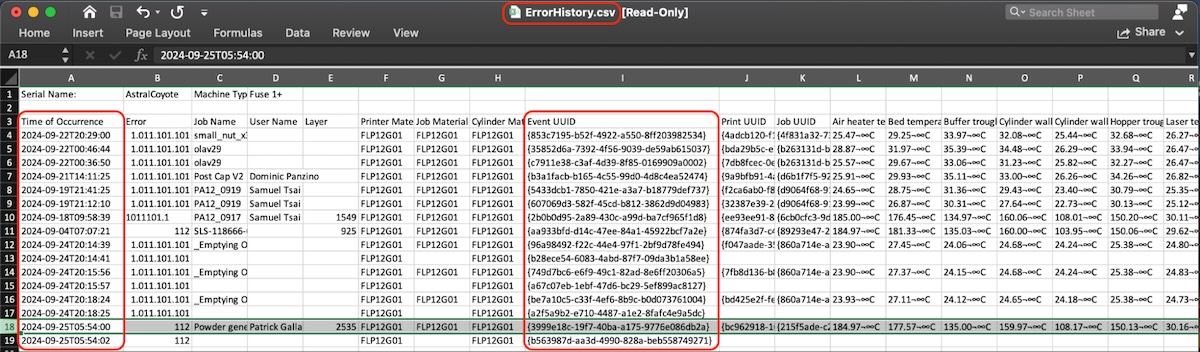 從 ErrorHistory.csv 找出 Event UUID 與 Print UUID